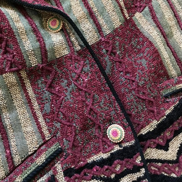 Parsley & Sage Textured Chenille Patchwork Tapestry Blazer Jacket - Picture 5 of 9